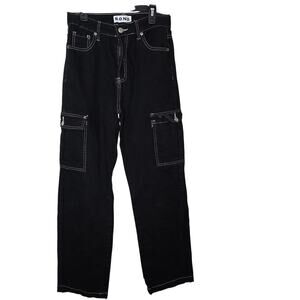 S.O.N.G. Black White Y2K Goth Retro Cargo Tripp Pants Womens Size 5 Pristine